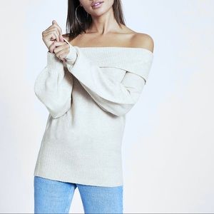 River Island Bardot Knit Sweater in White (S) ❄️